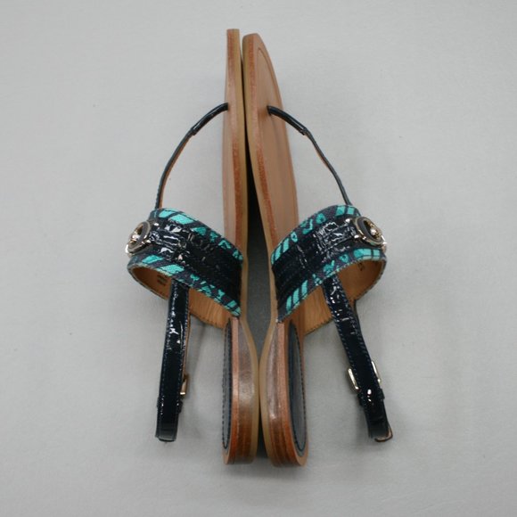 Coach Ladies 6.5 B Sammy Thong Turquoise Blue Zebra Ankle Strap Sandals - A0896 - Picture 12 of 12
